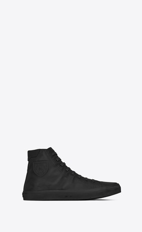 SAINT LAURENT Bedford Woman BEDFORD mid-top sneakers in black leather a_V4